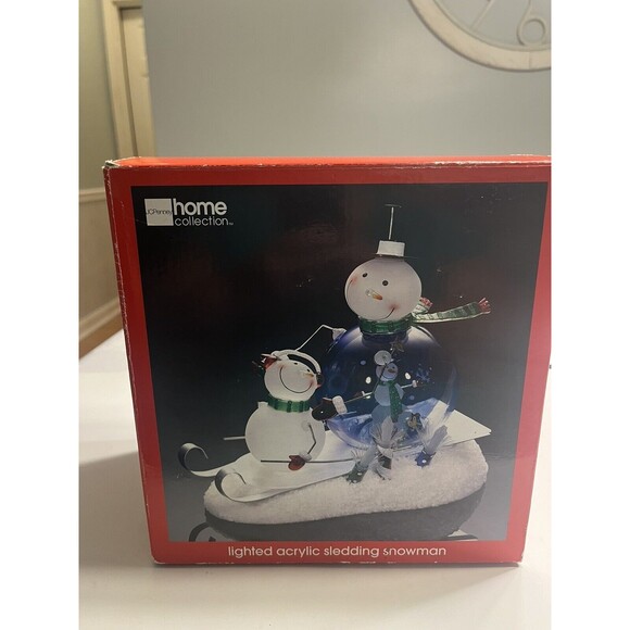 Acrylic Light Up Color Changing Snowman Sledding Christmas JCP JC Penney Tested - Picture 6 of 16